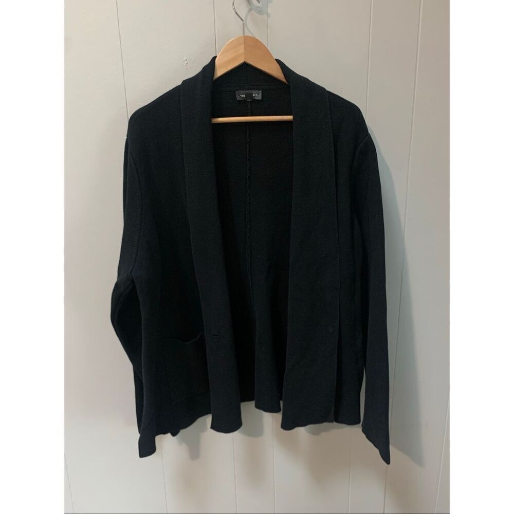 SUMMERSALT Women's Ribbed Knit Sweater Blazer Shawl Collar Jacket Black 2XL